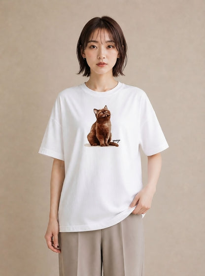 Tシャツ レディース 愛猫 猫 ねこ イラスト カジュアル 女性 旅行用 白T YMAZO