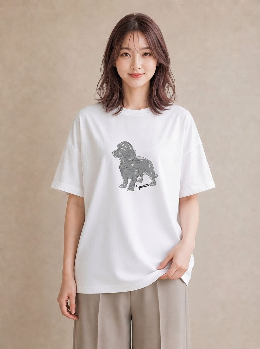 デザインTシャツ レディース 犬 いぬ わんこ イラスト ゆるコーデ おしゃれギフト 社会人 白T YMAZO