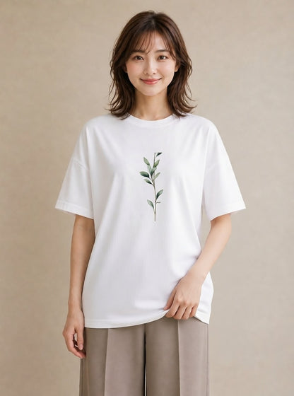 Tシャツ レディース 苔 植物 ボタニカル イラスト 旅行 母娘コーデ 白T YMAZO