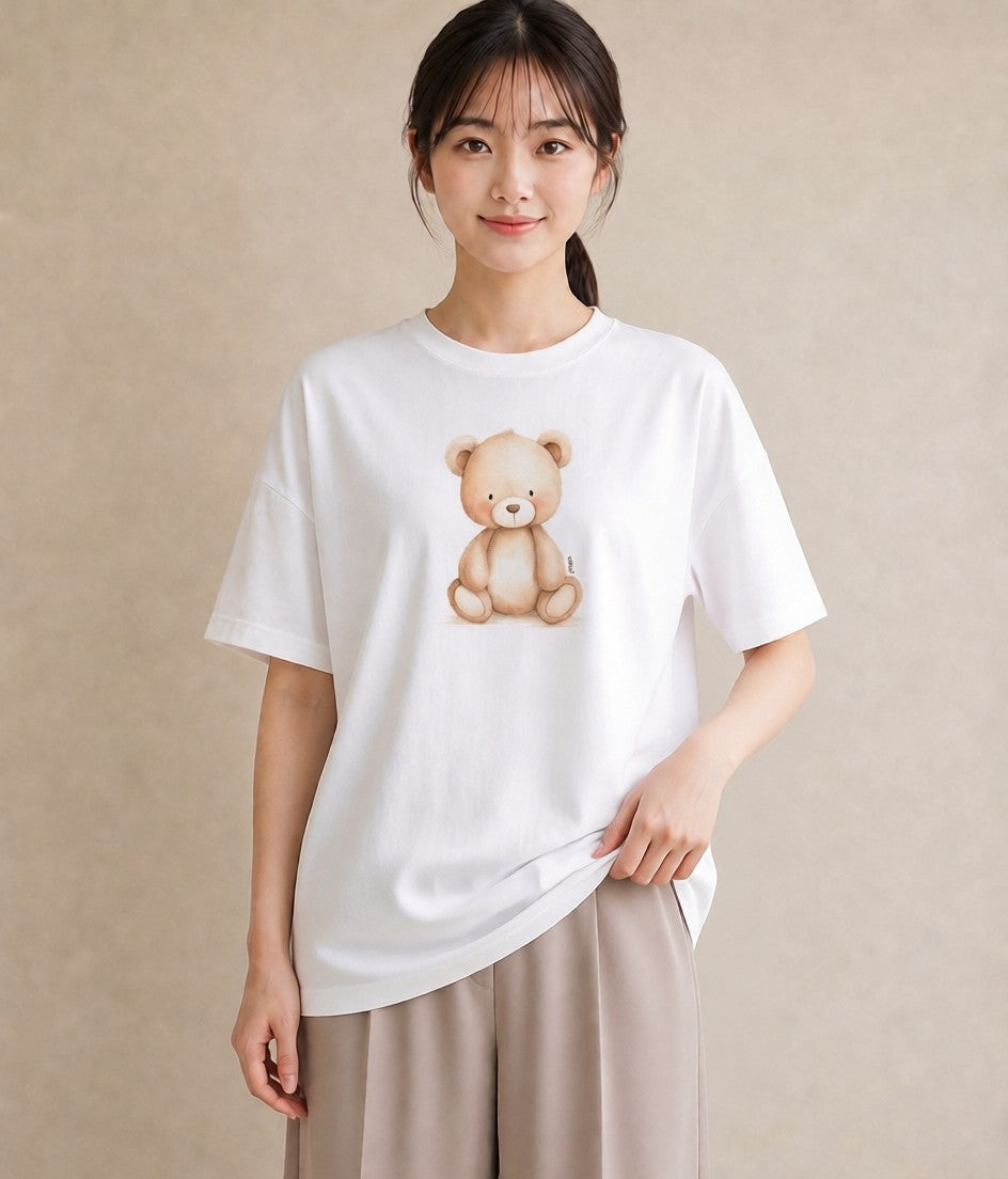 グラフィックTシャツ レディース くま クマ ベア 動物 アニマル イラスト ミニマル ギフト 母の日 白T YMAZO
