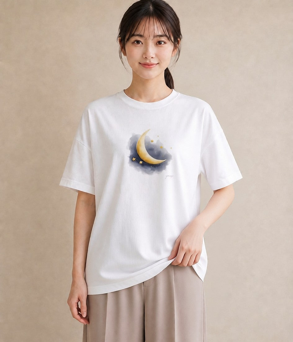 半袖Tシャツ レディース 天の川 星空 宇宙 イラスト ミセス 春コーデ 白T YMAZO