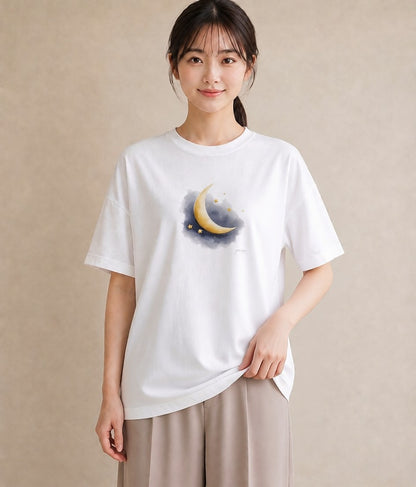 半袖Tシャツ レディース 天の川 星空 宇宙 イラスト ミセス 春コーデ 白T YMAZO