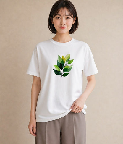 Tシャツ レディース ハーブ 植物 ボタニカル イラスト お洒落 ミセス 春コーデ 白T YMAZO