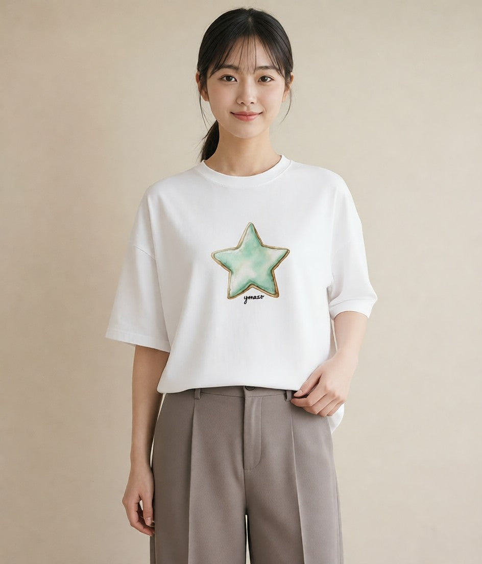 半袖Tシャツ レディース たい焼き 食べ物 フード イラスト 手描き風 夏コーデ 通学 白T YMAZO
