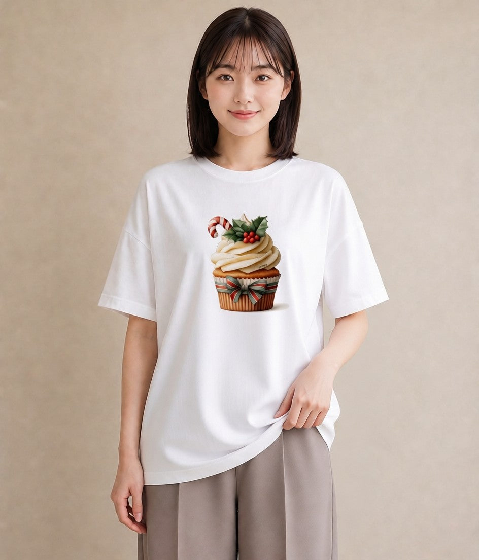 プリントTシャツ レディース マフィン 食べ物 フード イラスト モード レイヤード 友達ギフト 白T YMAZO