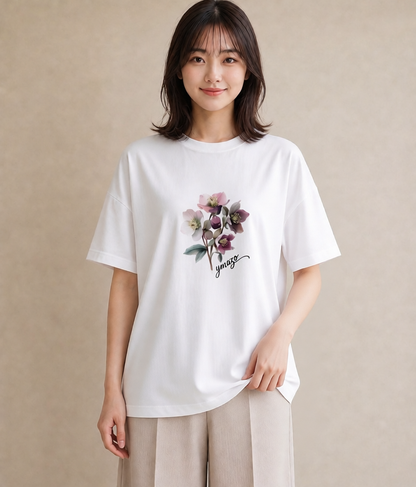 Tシャツ レディース 花 花柄 イラスト カジュアル 女性 旅行用 白T YMAZO