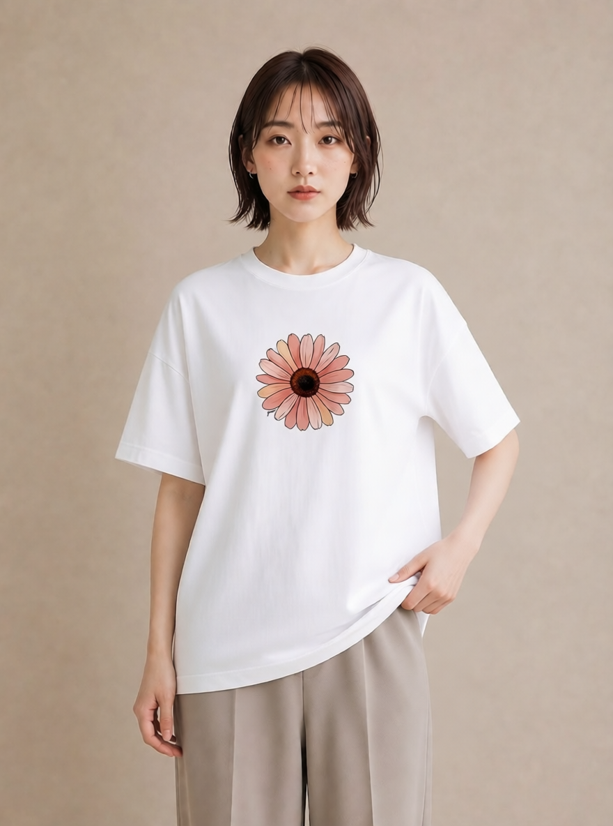 グラフィックTシャツ レディース たんぽぽ 花 花柄 イラスト 抜け感 親子 20代 白T YMAZO