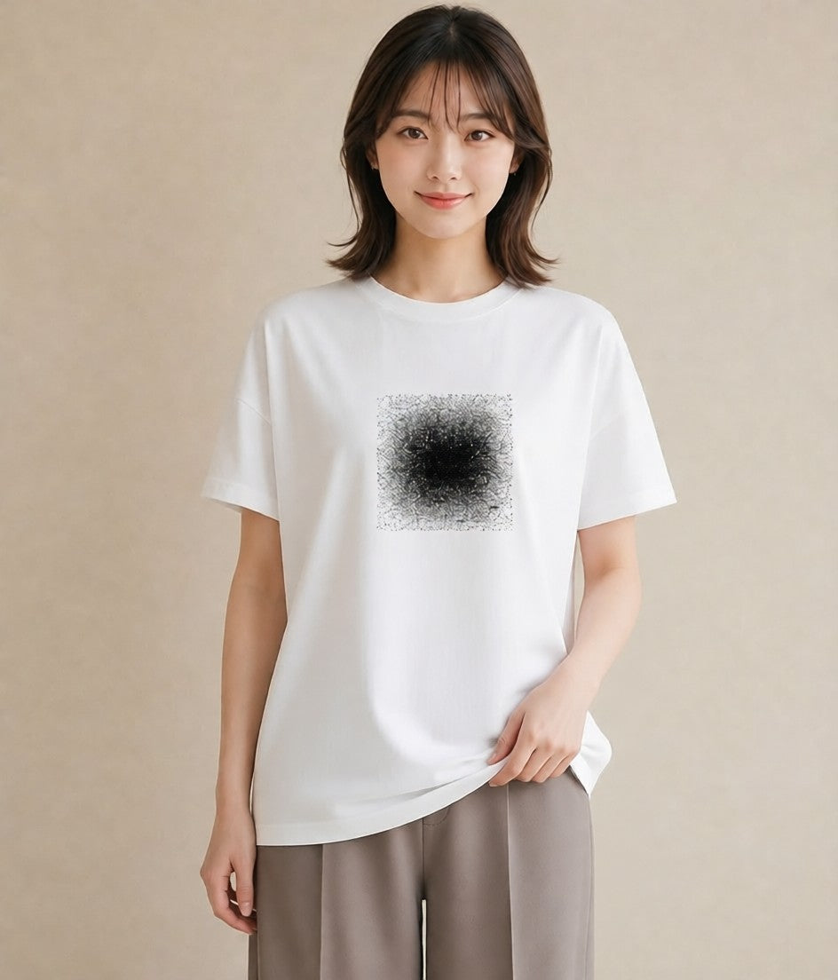 デザインTシャツ レディース レースハンカチ レース ハンカチ ナチュラル アンティーク イラスト 可愛い 女子会 お揃い 白T YMAZO