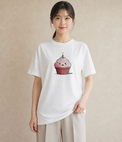 グラフィックTシャツ レディース マフィン 食べ物 フード イラスト 上品 姉妹 送別ギフト 白T YMAZO