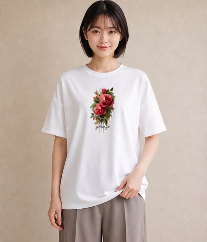 半袖Tシャツ レディース 花 花柄 イラスト フェミニン 母娘コーデ 自分用 白T