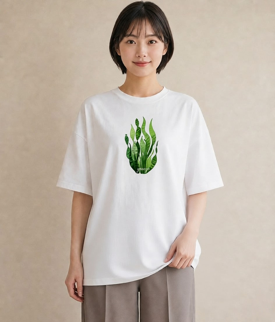 グラフィックTシャツ レディース ボタニカル 植物 イラスト きれいめ 旅行用 海 白T YMAZO