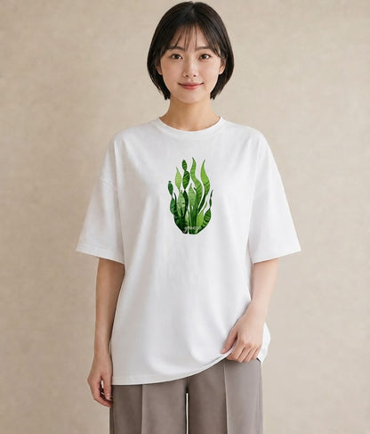 グラフィックTシャツ レディース ボタニカル 植物 イラスト きれいめ 旅行用 海 白T YMAZO