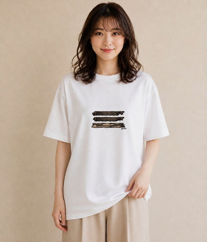 Tシャツ レディース 桟橋 水辺 波止場 ナチュラル アンティーク イラスト ポップ カフェ服 クリスマス 白T YMAZO