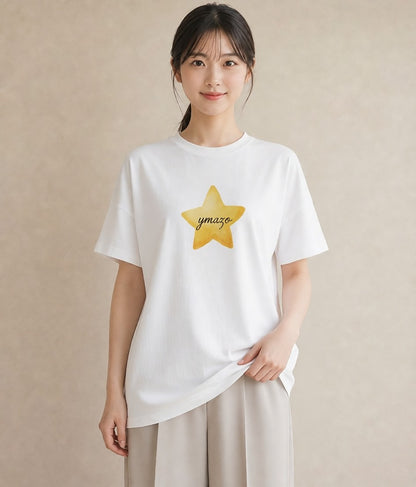 半袖Tシャツ レディース 星空 宇宙 イラスト 可愛い 通勤 在宅 白T YMAZO