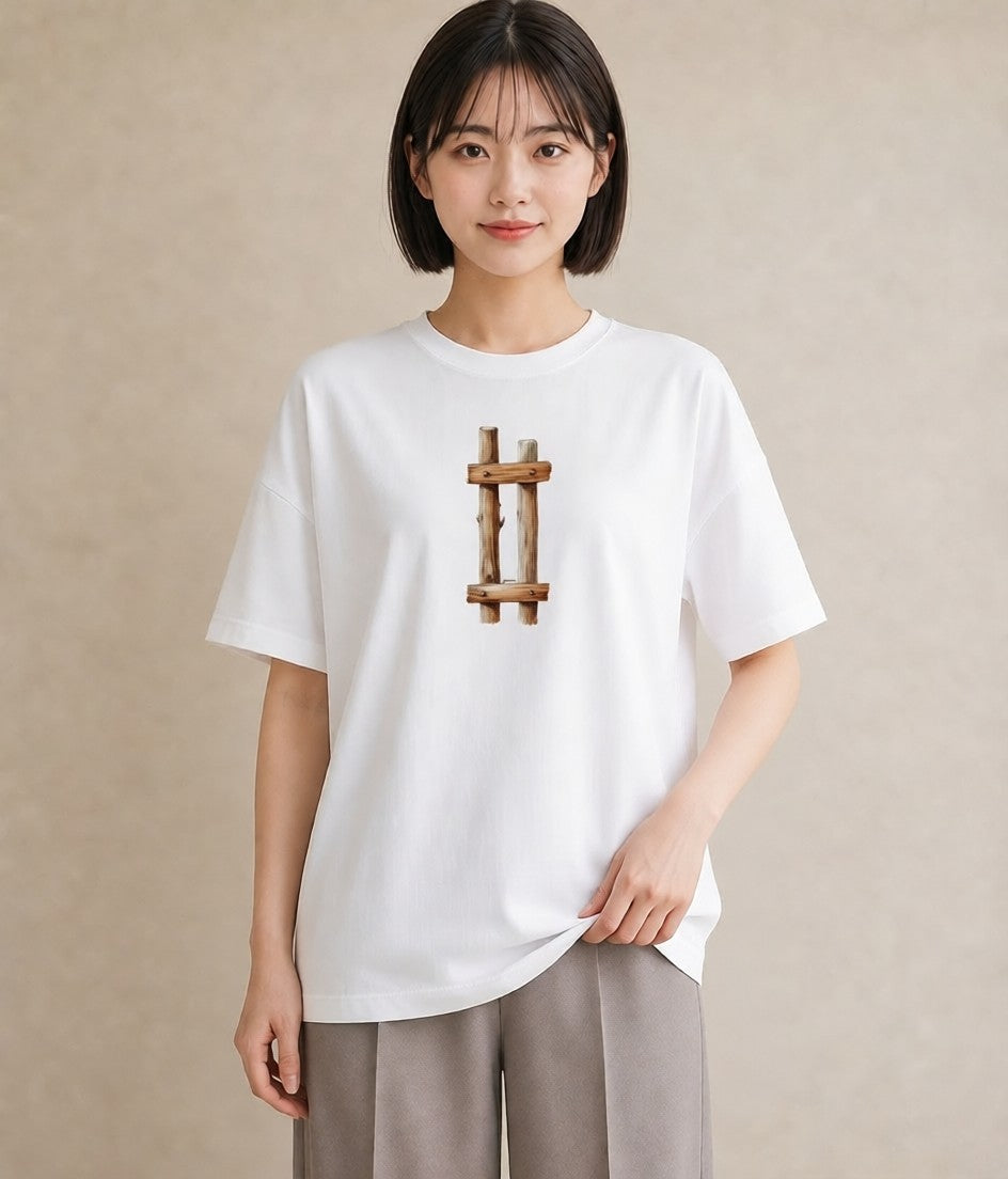 プリントTシャツ レディース 小川 橋 せせらぎ ナチュラル アンティーク イラスト 普段使い 姉妹 送別ギフト 白T YMAZO