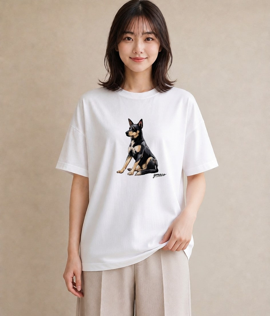 グラフィックTシャツ レディース 老犬 犬 いぬ イラスト 淡色 クリスマス 旅行 白T YMAZO
