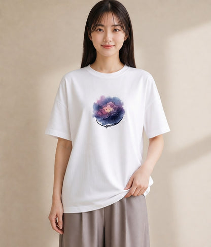 グラフィックTシャツ レディース 牡牛座 星空 宇宙 イラスト フェミニン 公園 ママ 白T YMAZO
