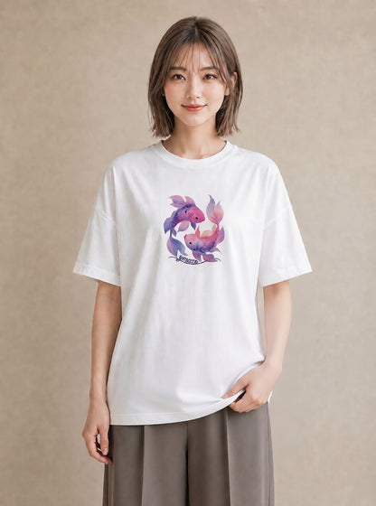 Tシャツ レディース 熱帯魚 海の生き物 海 イラスト 北欧風 女性向けギフト 散歩 白T YMAZO