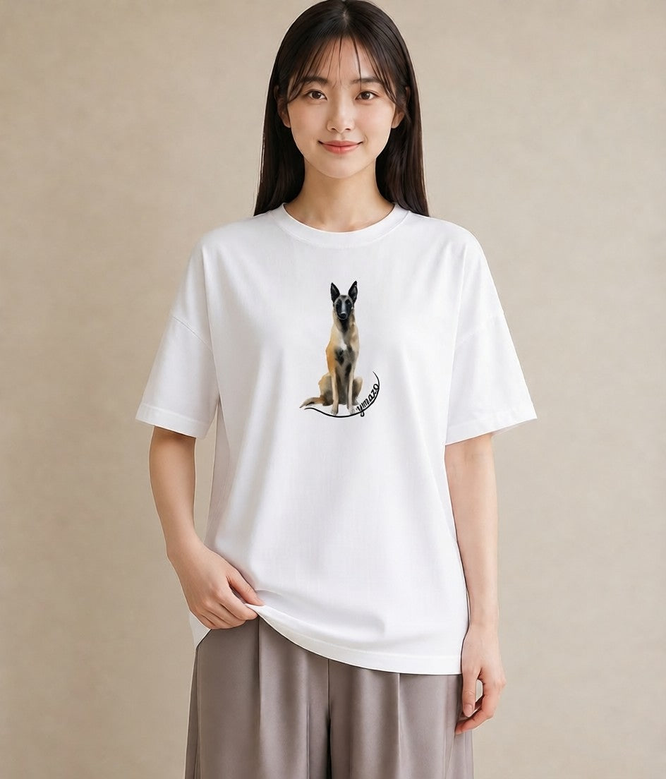 グラフィックTシャツ レディース ジャーマンシェパード 犬 いぬ イラスト ボタニカル 秋コーデ おしゃれギフト 白T YMAZO