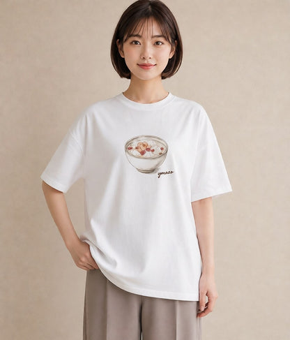 Tシャツ レディース ベーグル 食べ物 フード イラスト 韓国風 女性 旅行用 白T YMAZO