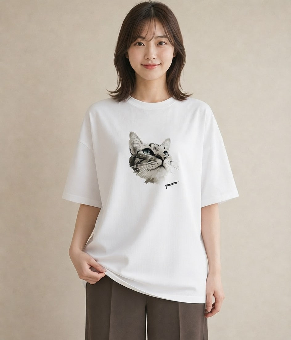 グラフィックTシャツ レディース ラグドール 猫 ねこ イラスト モード 部屋着 女性向けギフト 白T YMAZO