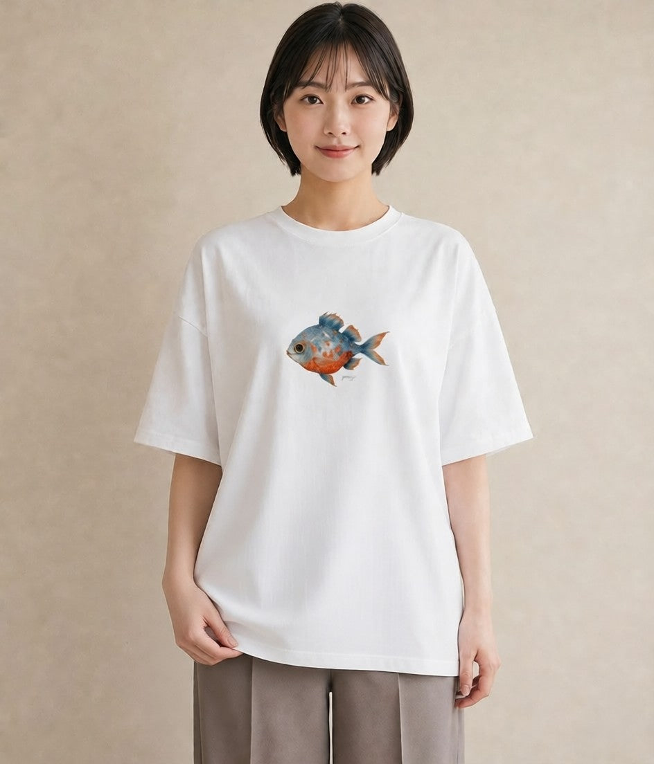 グラフィックTシャツ レディース 熱帯魚 海の生き物 海 イラスト ガーリー 在宅 公園 白T YMAZO