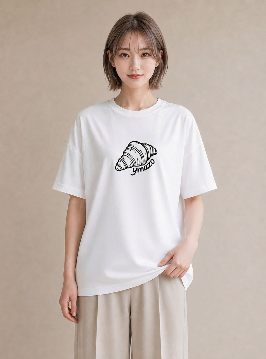 プリントTシャツ レディース パン ベーカリー イラスト 個性的 カジュアルコーデ 買い物 白T YMAZO