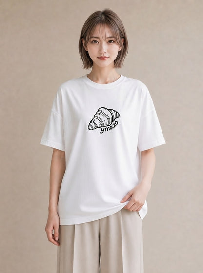 プリントTシャツ レディース パン ベーカリー イラスト 個性的 カジュアルコーデ 買い物 白T YMAZO