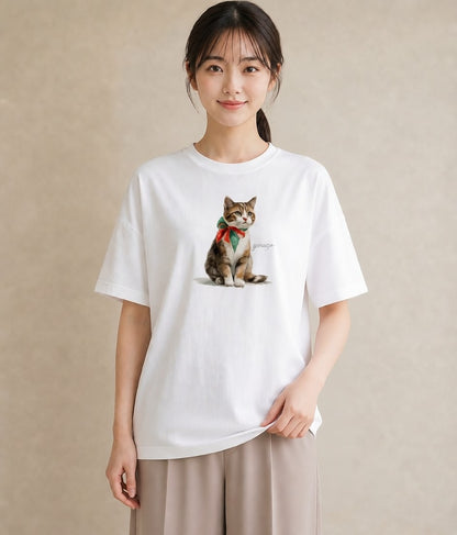 デザインTシャツ レディース 猫 ねこ イラスト ゆるコーデ 帰省 ラフ 白T YMAZO