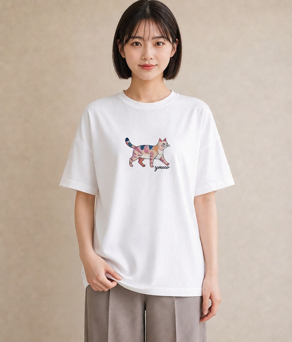 デザインTシャツ レディース ブリティッシュショートヘア 猫 ねこ イラスト 抜け感 夏コーデ 通学 白T YMAZO