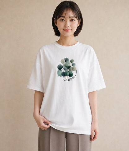 プリントTシャツ レディース 観葉植物 植物 ボタニカル イラスト 上品 自分用 ルームウェア 白T YMAZO