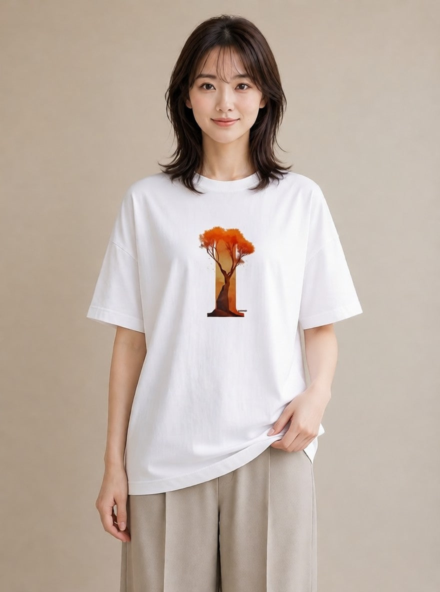 Tシャツ レディース 木 植物 ボタニカル イラスト ポップ カフェ服 クリスマス 白T YMAZO