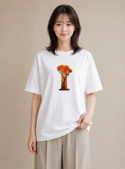 Tシャツ レディース 木 植物 ボタニカル イラスト ポップ カフェ服 クリスマス 白T YMAZO