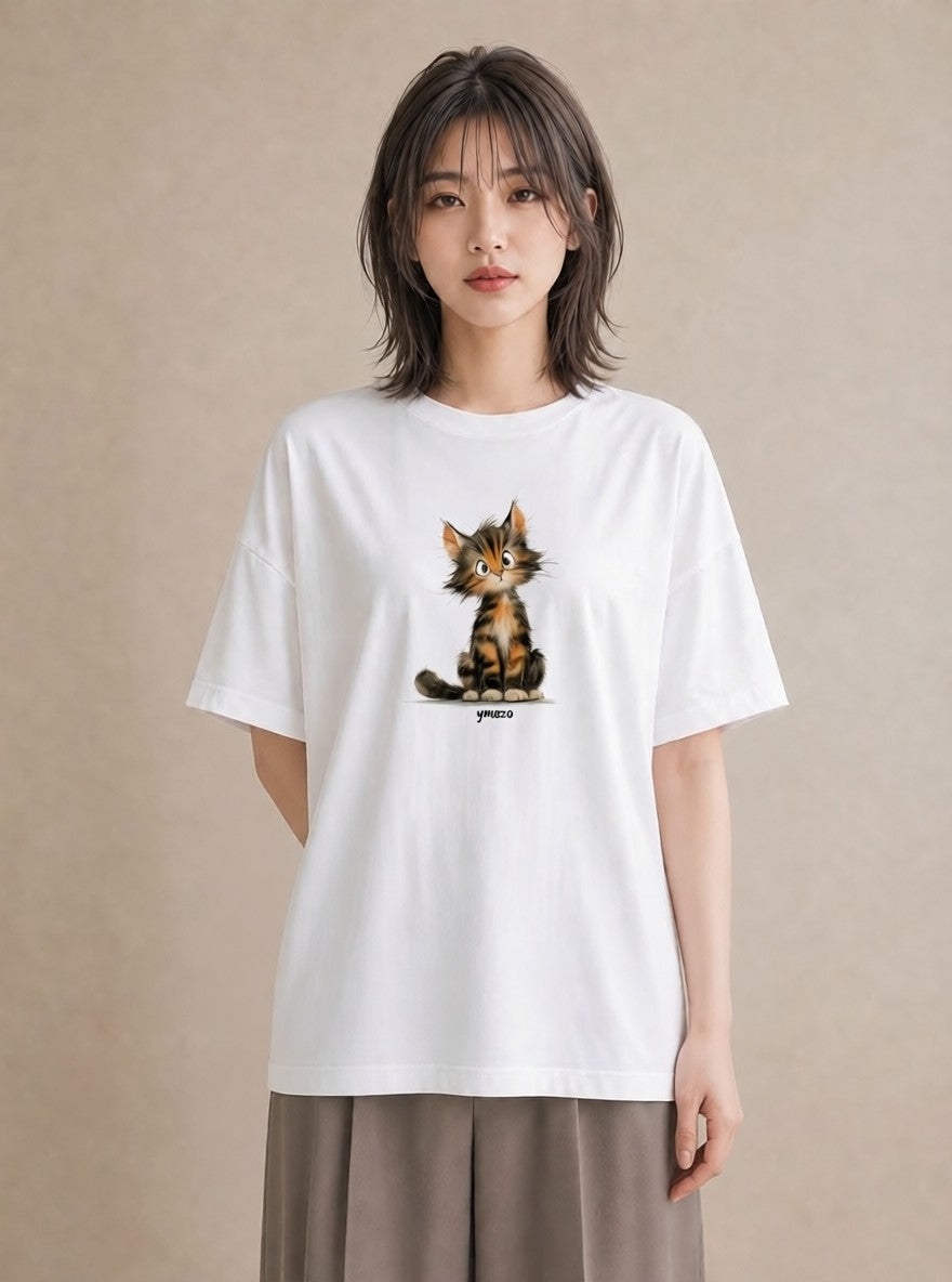 グラフィックTシャツ レディース アメリカンショートヘア 猫 ねこ イラスト ボタニカル 週末コーデ 敬老の日 白T YMAZO