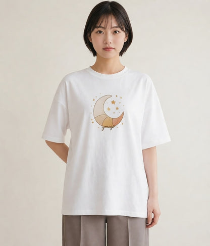 Tシャツ レディース 流れ星 星空 宇宙 イラスト ポップ お出かけ 普段着 白T YMAZO