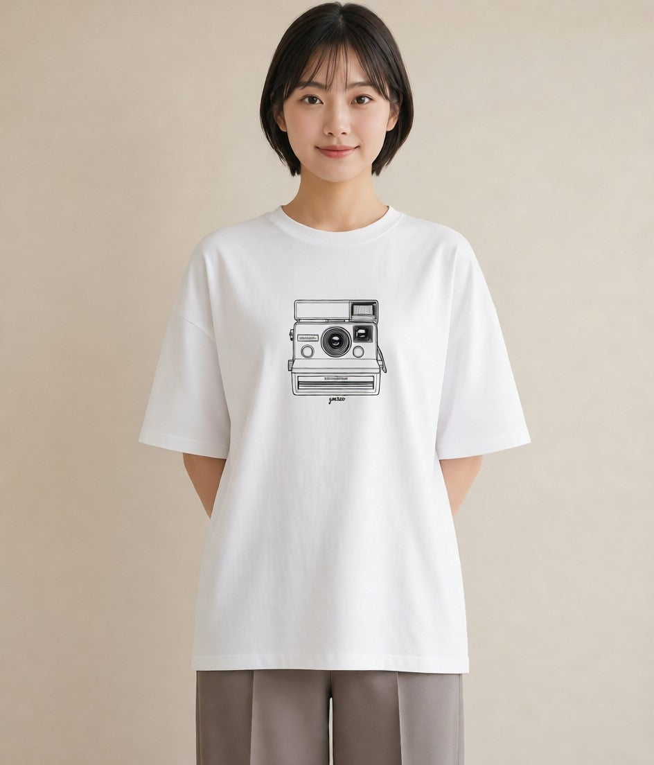 グラフィックTシャツ レディース カメラ フィルムカメラ レトロカメラ イラスト 姉妹 送別ギフト 白T YMAZO