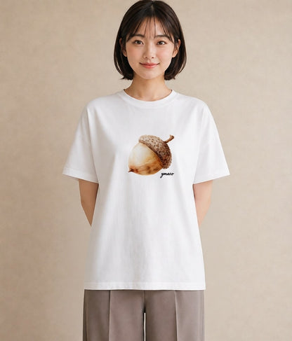 Tシャツ レディース 松ぼっくり 植物 ボタニカル イラスト シンプル お出かけ 普段着 白T YMAZO