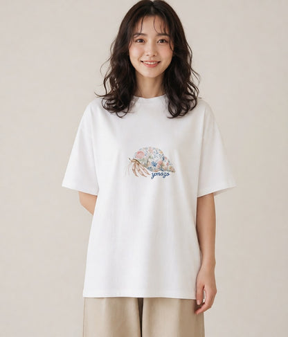 デザインTシャツ レディース ダンゴムシ 昆虫 虫 イラスト 線画 買い物 夏コーデ 白T YMAZO