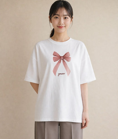 グラフィックTシャツ レディース バレエシューズ バレエ トウシューズ ナチュラル アンティーク イラスト モード 通勤 在宅 白T YMAZO