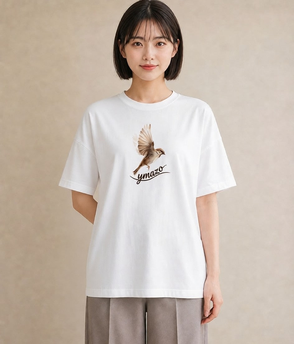 Tシャツ レディース 九官鳥 ペット 動物 イラスト ポップ 20代 カジュアルコーデ 白T YMAZO