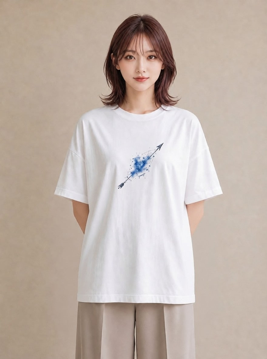 Tシャツ レディース 流れ星 星空 宇宙 イラスト 普段使い 自分用 ルームウェア 白T YMAZO