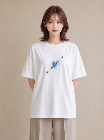 Tシャツ レディース 流れ星 星空 宇宙 イラスト 普段使い 自分用 ルームウェア 白T YMAZO