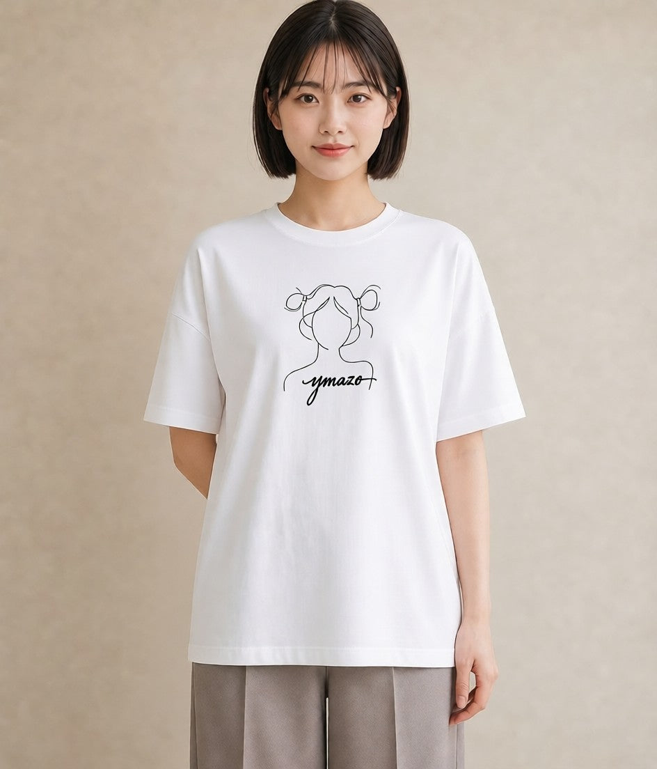 Tシャツ レディース 手鏡 アンティーク レトロ ナチュラル イラスト 普段使い 母娘コーデ 自分用 白T YMAZO