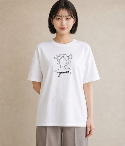 Tシャツ レディース 手鏡 アンティーク レトロ ナチュラル イラスト 普段使い 母娘コーデ 自分用 白T YMAZO