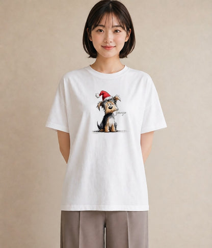 Tシャツ レディース ヨークシャーテリア 犬 いぬ イラスト ラフカジュアル ミセス 春コーデ 白T YMAZO