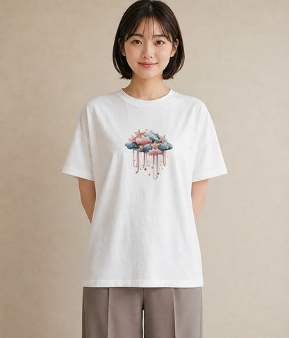 Tシャツ レディース 天の川 星空 宇宙 イラスト ゆるコーデ ギフト 母の日 白T YMAZO