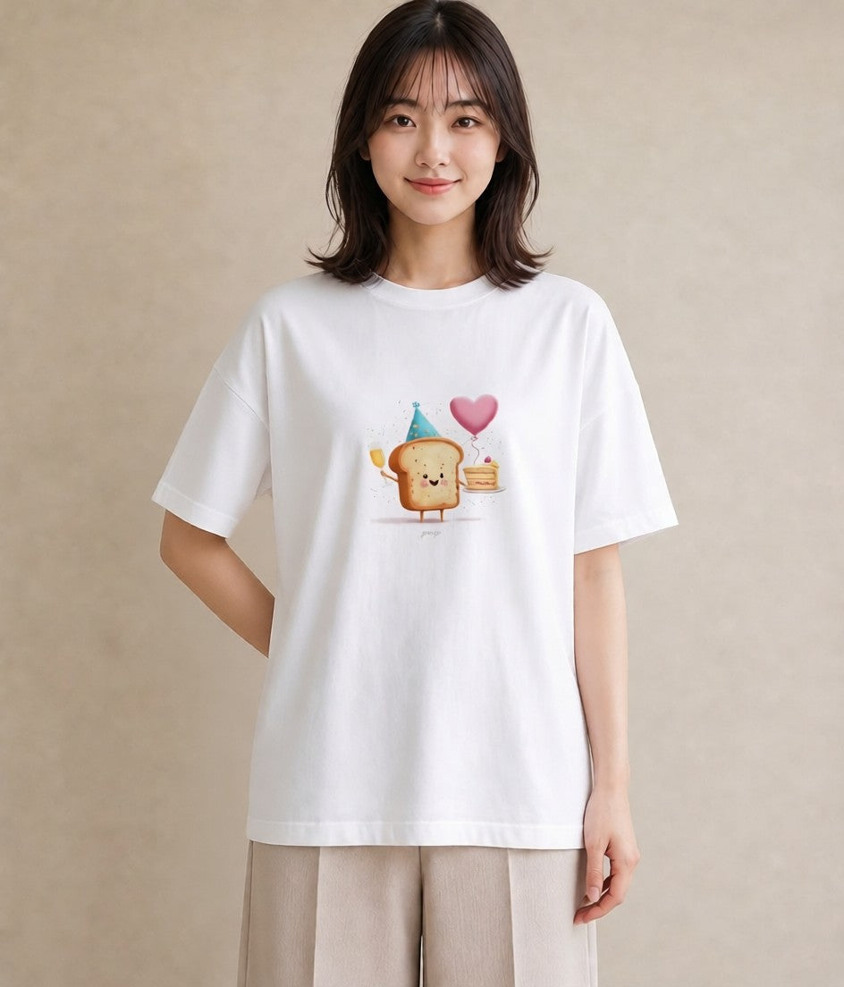 プリントTシャツ レディース 食パン 食べ物 フード イラスト お洒落 母娘コーデ 自分用 白T YMAZO
