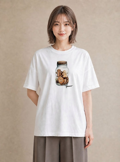 半袖Tシャツ レディース ドーナツ 食べ物 フード イラスト ガーリー 週末コーデ 敬老の日 白T YMAZO