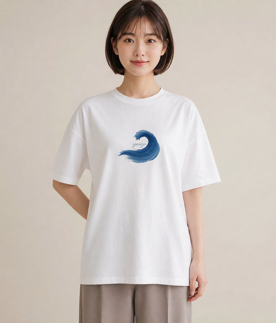 半袖Tシャツ レディース 海 星空 宇宙 イラスト 北欧風 通勤 在宅 白T YMAZO