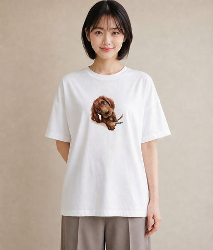プリントTシャツ レディース 犬 いぬ イラスト 手描き風 誕生日プレゼント 綿100 白T YMAZO